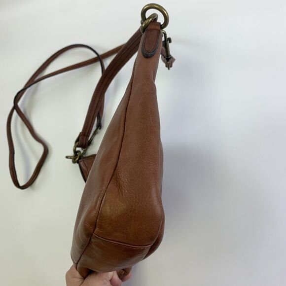 Margot Brown Leather Crossbody Top Handle Shoulder Purse Bag Turn Lock Pocket - Picture 4 of 14